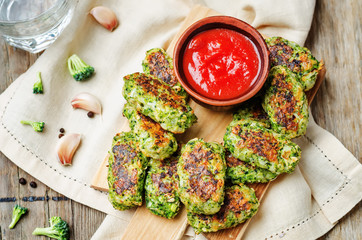 tomato salsa with baked broccoli oat cheese sticks