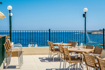 Cafe with the sea view in Bugibba, Malta