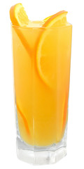 Cocktail with orange juice and ice cubes