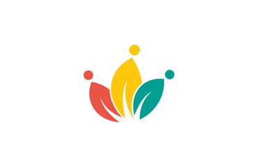 team human colorful leaf logo