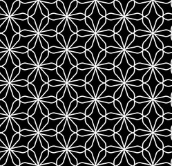 Vector modern seamless geometry pattern flower of life, black and white abstract geometric background, subtle pillow print, monochrome retro texture, hipster fashion design