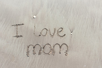 I Love Mom in sand