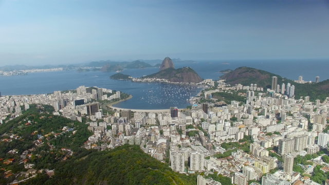 Flying above Botafogo Bay in Rio De Janeiro, Brazil