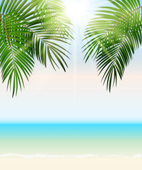 Fototapeta premium Summer Time Palm Leaf Vector Background Illustration