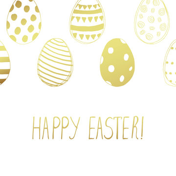 Easter greeting card with easter eggs doodles. Vector illustration