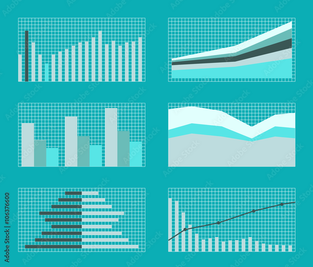 Poster set of graphs and charts. data, statistic, informative