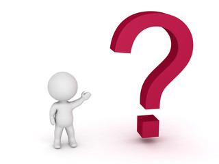 3D Character Showing Large Question Symbol