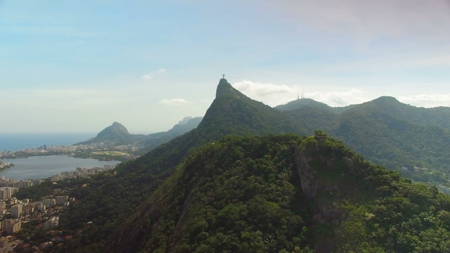 Aerial view of Rio De Janeiro and Corcovado Hill, Brazil