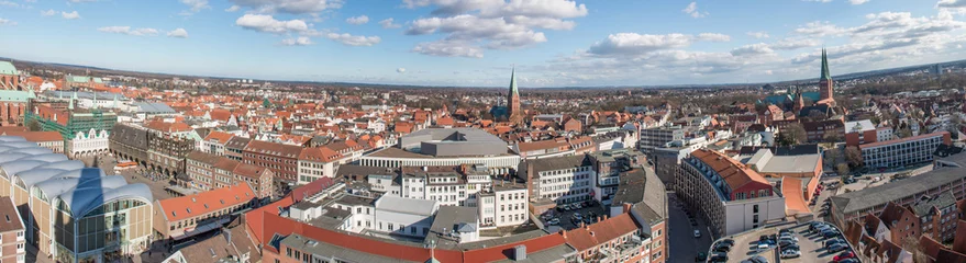 Deurstickers Panorama der Lübecker Innenstadt Schleswig-Holstein Lübeck © pixs:sell