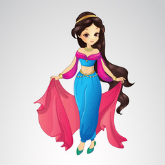 Arabian Princess In Blue Dress