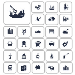 Set of twenty seven industry and infrastructure icons