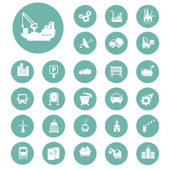 Set of twenty seven industry and infrastructure icons
