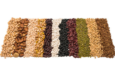 Mixture of dried lentils, peas, soybeans, beans