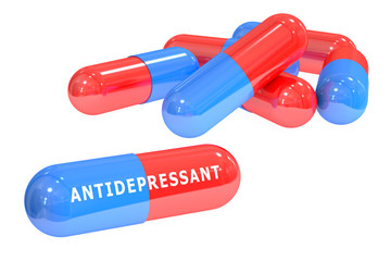 antidepressant pills 3D rendering - obrazy, fototapety, plakaty