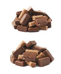 Pile of chocolate candies isolated