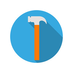 Icon mallet in a blue circle with a shadow
