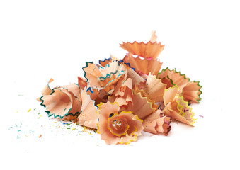 Pile of pencil's shavings isolated