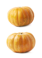 Single ripe orange pumpking isolated
