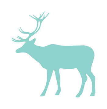 Wild deer animal flat vector silhouette
