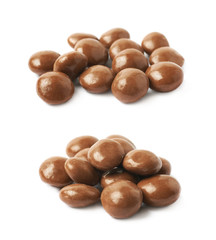 Chocolate glazed nut candy isolated