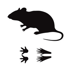 Naklejka premium Black silhouette rat mouse wild animal zoo vector. 