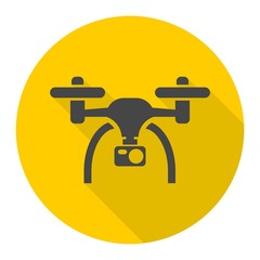 Quadrocopter Drone icon with long shadow