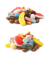 Pile of multiple different candies isolated