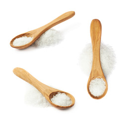 Wooden spoon over the salt