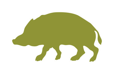Wild boar animal flat vector silhouette