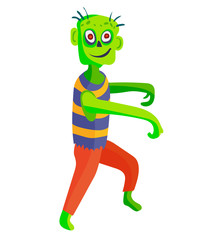 Obraz premium Cute green cartoon zombie character set part of body monsters vector illustration. 