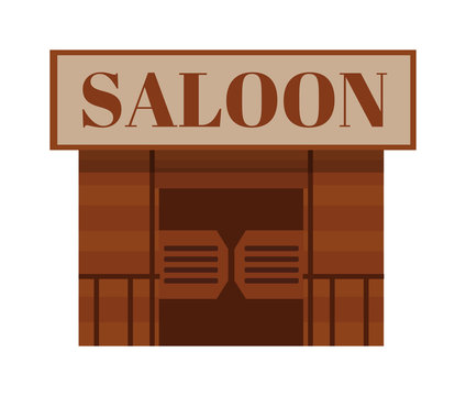 Conceptual cartoon western saloon representing mix of texas and mexican cultures with doors american vector. 