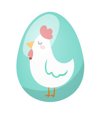 Color easter egg cartoon spring decoration and food symbol flat vector illustration. 