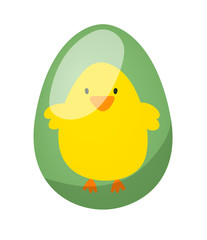 Color easter egg cartoon spring decoration and food symbol flat vector illustration. 