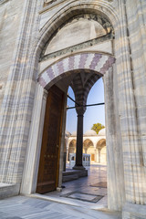 Grand Ottoman mosque gate, marble ancient gateway