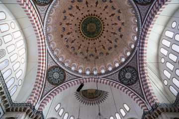 Fototapeta na wymiar Suleymaniye Mosque interior view, Istanbul
