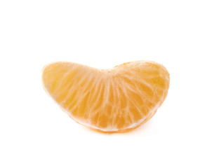 Single tangerine slice isolated