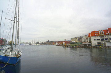 Fototapeta na wymiar Sailing ship in the port of Oslo, Norway. May 06, 2013