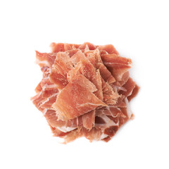 Pile of jamon slices isolated