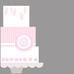 Wedding pink cake.Vector illustration.