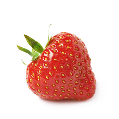 Single ripe red strawberry isolated