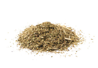 Pile of dry mate tea isolated