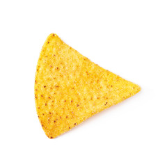 Single corn tortilla chip isolated