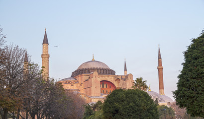 Fototapeta na wymiar Hagia Sophia Museum, one of the most significant landmarks in Istanbul. Built as a cathedral in 537 AD