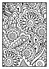 Black and white pattern. Ethnic henna background.
