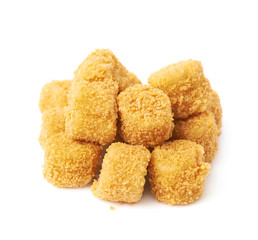 Pile of breaded crab balls isolated