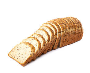 Sliced white bread loaf isolated