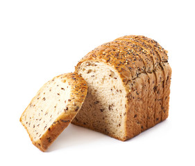 Sliced white bread composition isolated