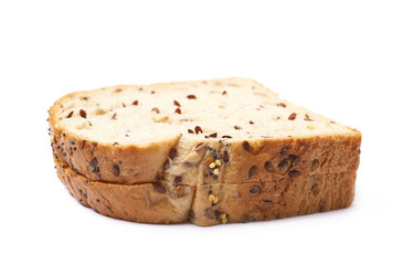 Two slices of white bread isolated