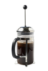 French press coffee pot isolated