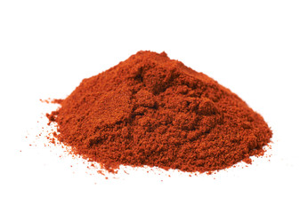 Pile of red paprika powder isolated